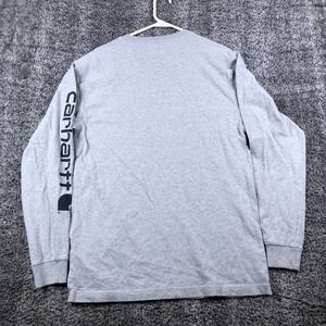 Carhartt Shirt Mens Small Gray Long Sleeve Logo Graphic Workwear Tee Tagless